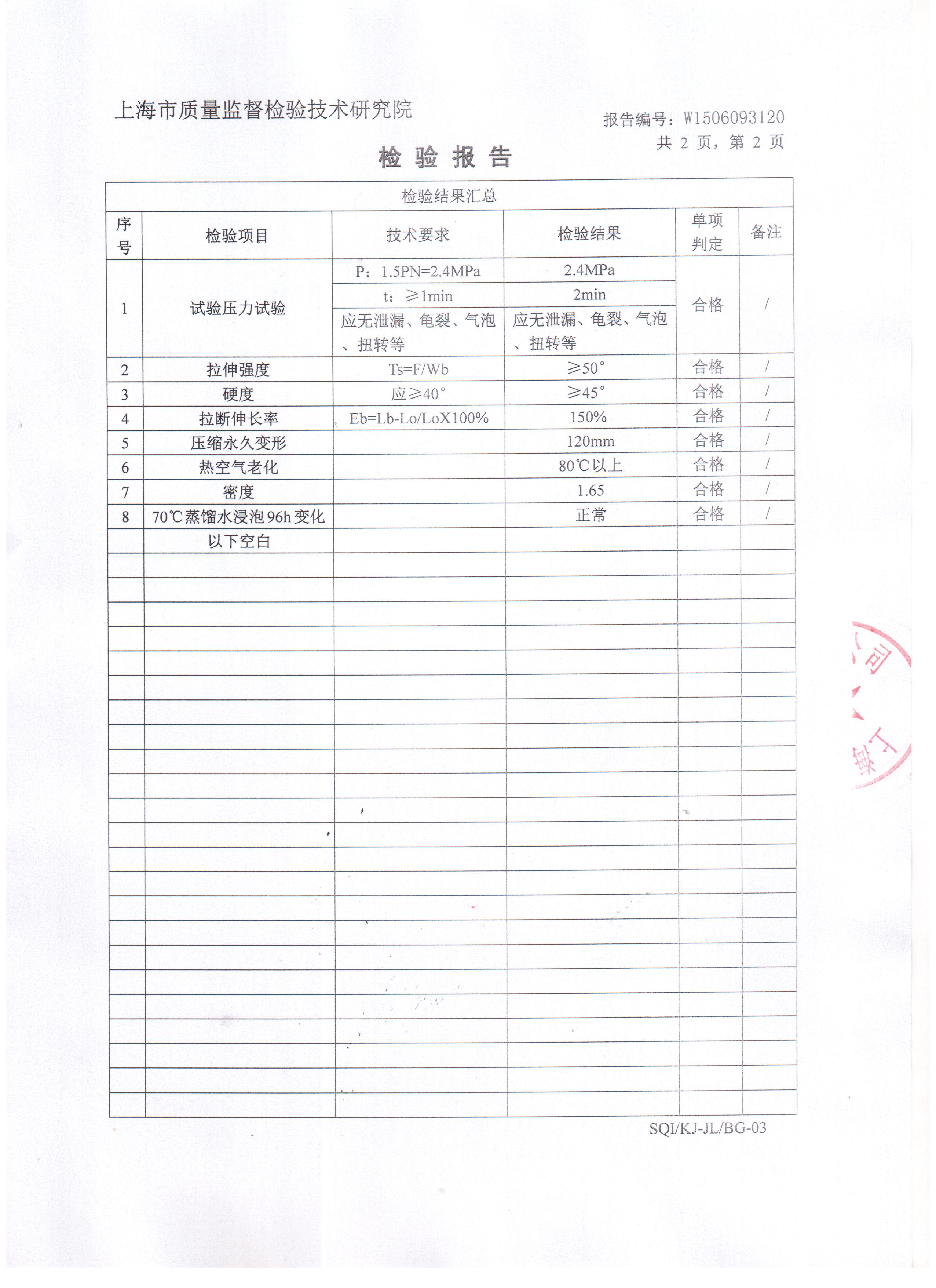 橡膠接頭質(zhì)檢報告